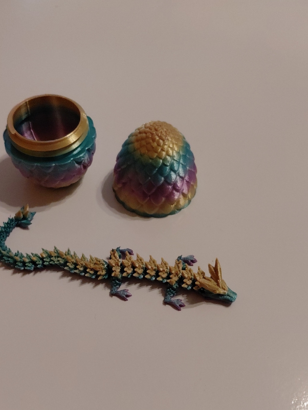 Decorative Dragon Hatchling Habitat Accessory - Teal/Purple/Gold